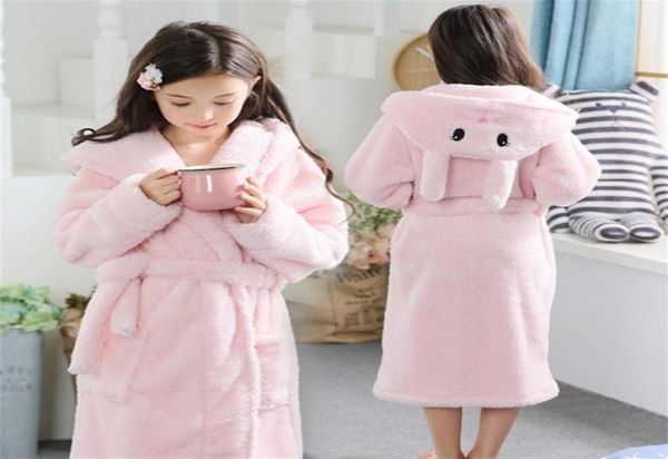 Accappatoio per ragazze 213Y Accappatoio in spugna di flanella con cappuccio Accappatoio rosa coniglio con cappuccio per bambini inverno russia kids 210226037237