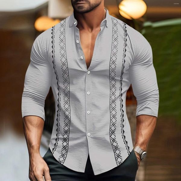 Camisas casuais masculinas ajuste fino colarinho de manga longa botão para baixo camisa uma peça lazer lapela topos negócios playeras para hombres