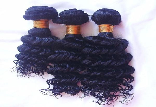 Cabelo virgem do templo indiano cru tece pacotes de cabelo humano onda profunda 3 pçs 8a grau cor natural tingível 830 inch32742089660260