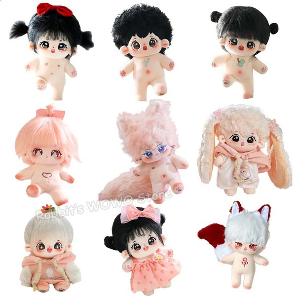 20cm Kawaii Peluş Pamuk Bebek Idol Dolgulu Süper Yıldız Figür Bebekler Yağ Vücudu Ağlayan Bebek Giysileri Değiştirebilir Hediye 240312