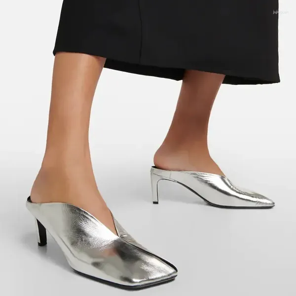 Kleidschuhe VII 2024 Silber Slim Heeled Rindsleder High Heels Sandalen Schick und elegant für Frauen Luxus mit In Promotion