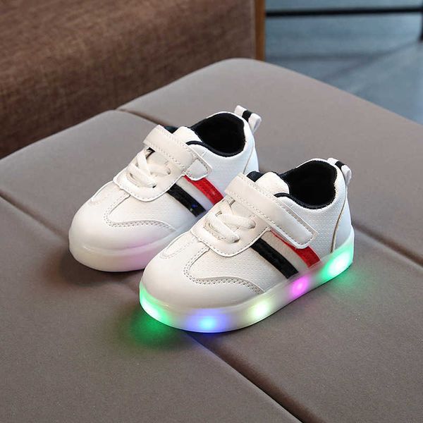 HBP Non-Brand Großhandel Kinder Turnschuhe Kinder Baby Mädchen Jungen Buchstabe PU LED leuchtende Sport Licht Schuh