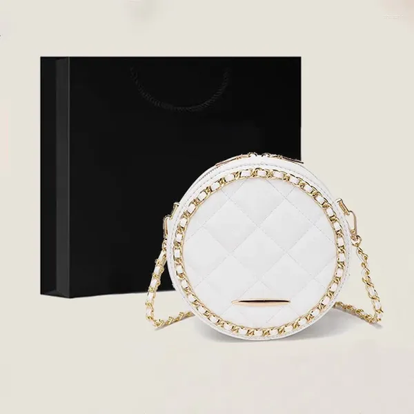 Bolsas de ombro corrente pequena bolsa circular para mulheres 2024 moda tote crossbody bolsa branco preto