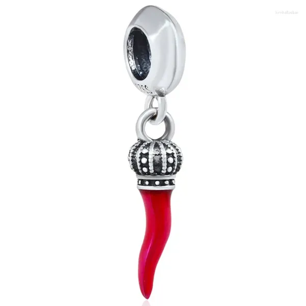 Pietre preziose sciolte Originale smalto rosso Fortuna Corona Corno Ciondolo Perline Misura 925 Sterling Silver Bead Charm Bracciale Bangle Gioielli fai da te