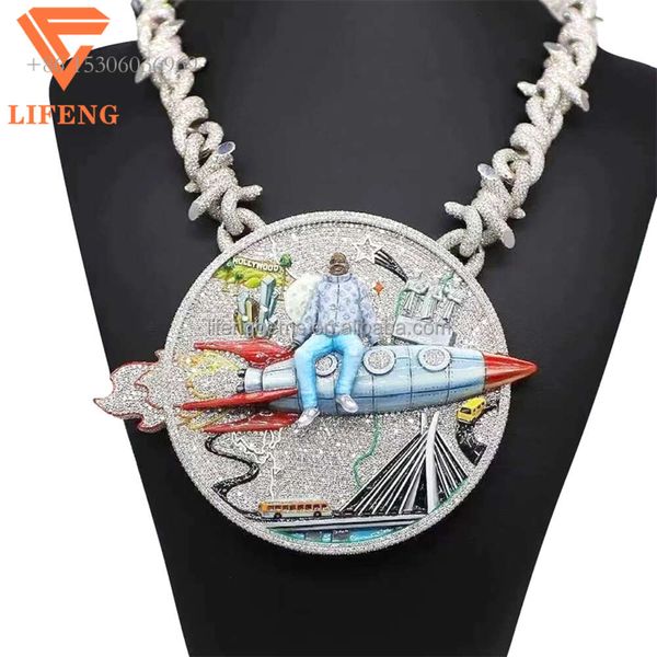 Lifeng jóias venda quente moissanite 14k/banhado a ouro vvs sterling sier gelo completo fora hip hop colar pingente personalizado