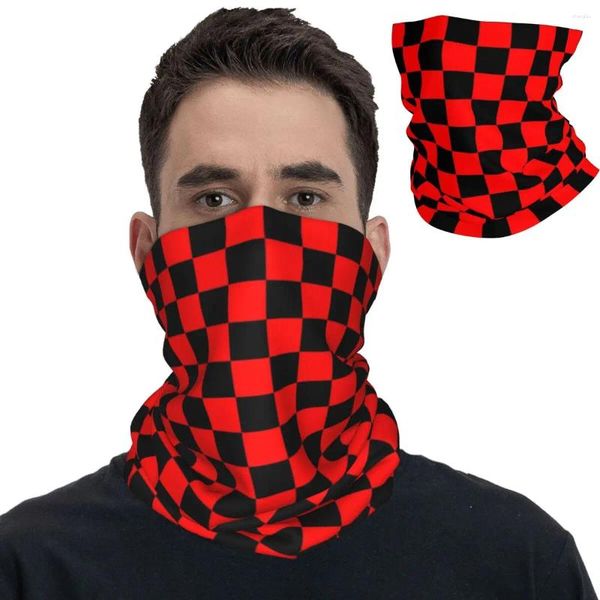 Sciarpe Bandana a quadretti rossa e nera Ghetta per il collo Passamontagna stampato Sciarpa avvolgente Copricapo multifunzionale Unisex adulto Traspirante