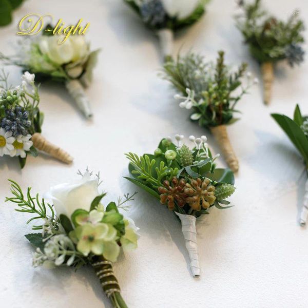 Broschen Fresh Forest Series Imitation Grünpflanze Brosche Weiße Blume Bräutigam Männer Hochzeit Anzug Pin Dinner Corsage Geschenk Exquisites Accessoire