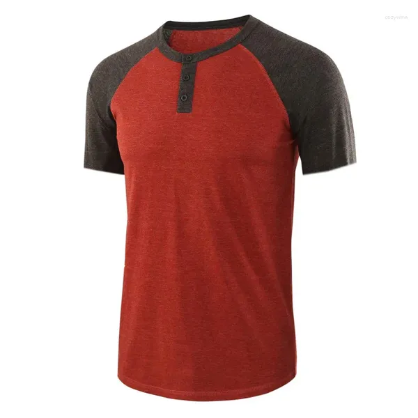 Camiseta masculina de manga curta moda verão casual gola solta tendência superior simples cor combinando camiseta masculina