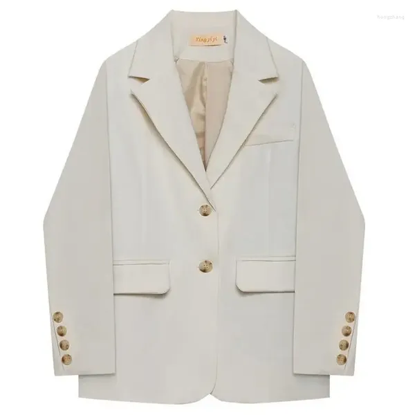 Kadın Suits Unxx Bahar Ofisi Lady Beyaz Blazers Kadınlar Büyük Boyut Kore Şık Giya Uzun Kollu Dış Giyim Zarif Moda Vintage Ceketler