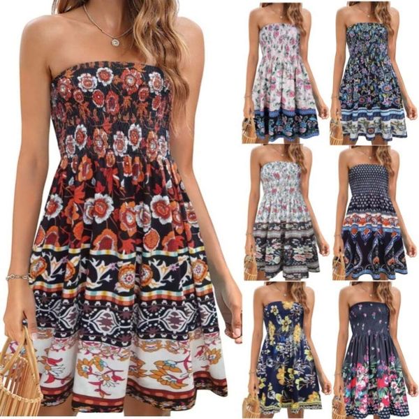 Damen Frühjahr/Sommer Neue Mode Print Strand Urlaub Sexy BH Kleid