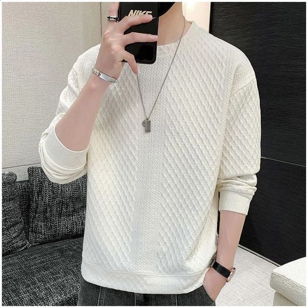 Primavera Autunno Y2K Moda Elegante KPOP Felpa Uomo Tutti I Match Top a Manica Lunga Tinta Unita Casual Pullover Abiti Maschili 240312