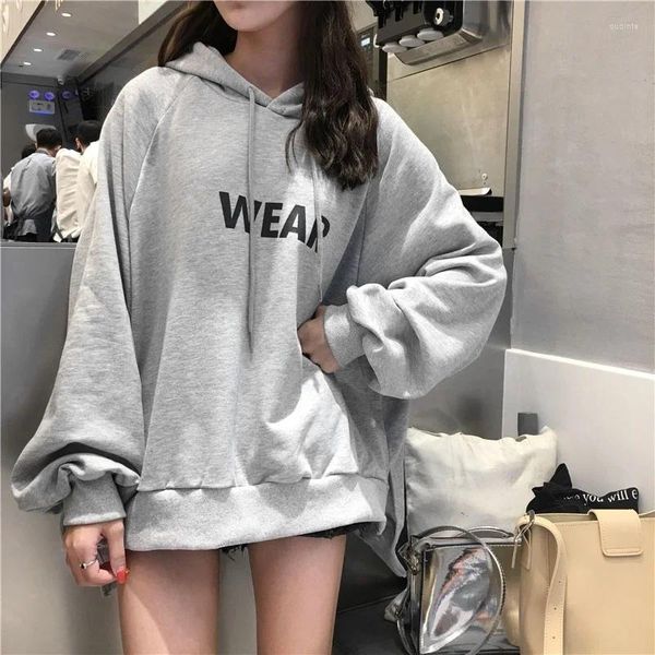 Hoodies femininos Ayunsue carta espuma mais veludo moletom homens e mulheres harajuku oversized hoodie hip hop moda fitness streetwear xhl62