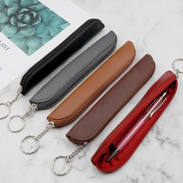 Weiche Einfache Bleistift Fall Halter Stift PU Leder Pencilcase Schreiben Materialien Schreibwaren Lagerung Tasche Büro Schule Liefert Geschenk