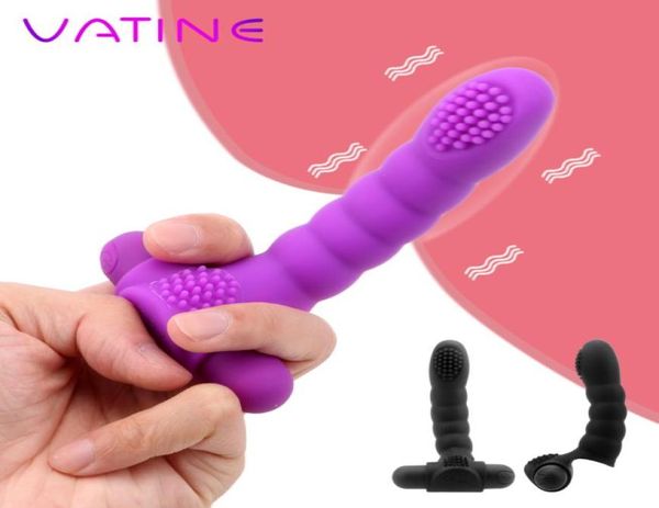 Vatina 10 vibração poderosa massageadora vaginal Manga de dedão Feminino Masturbador Toys Sexy para mulheres Clitors Estimulador1785059