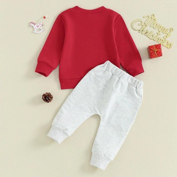 Kleidungssets Kleinkind Baby Jungen Hosen Set Langarm Rundhalsausschnitt Buchstaben Aufdruck Sweatshirt Weihnachtsoutfit