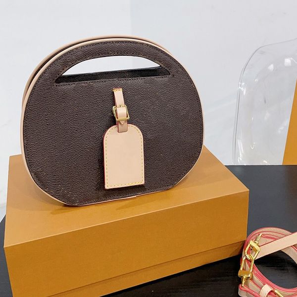 Modische Handtasche, Outdoor-Umhängetasche, rundes Kuchen-Design, klassisches bedrucktes Logo, Runway-Stil, Damen-Umhängetasche