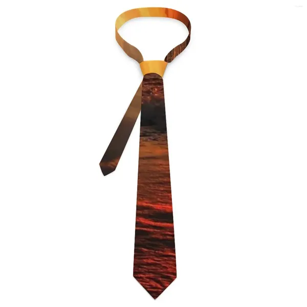Arco laços pôr do sol impressão gravata ondas do mar clássico casual pescoço para homens mulheres uso diário de alta qualidade colar gráfico gravata acessórios