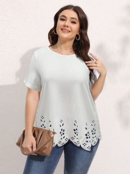 Tops Finjani T-Shirts Plus Size Damenbekleidung Dunkelgrün Lose Kurzarm-T-Shirt Hochwertige Damenblusen aus Polyesterfaser