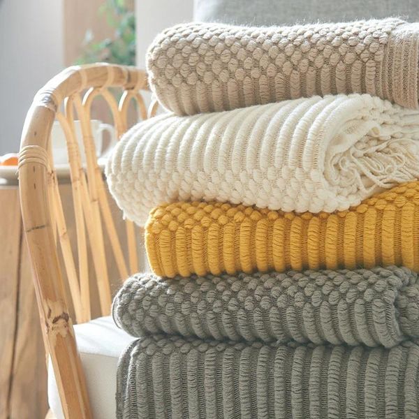 Cobertores cama xadrez sofá cobertor escritório nap colcha confortável macio homestay decoração grossa inverno malha xale