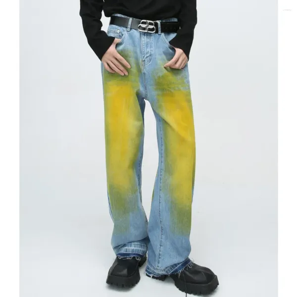 Männer Jeans 2024 Frühling Mode Vintage Nische Persönlichkeit Gemalt Koreanische Waschen High Street Zipper Lässige Hip Hop Gerade