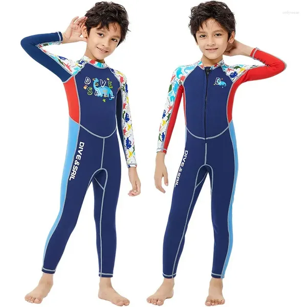 Costume da bagno da donna Muta da sub per bambini Caldo 2mm Costume intero Muta Manica lunga Ragazzo Protezione solare Snorkeling Surf Medusa Nuoto