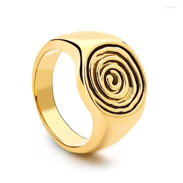 Anéis de cluster Punk Signet Ring para mulheres PVD banhado a ouro moda jóias elegante festa OEM atacado