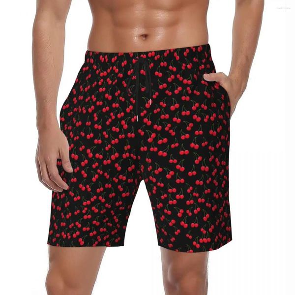 Pantaloncini da uomo Costumi da bagno Ciliegie Giubileo Bordo Estate Frutti rossi Stampa Hawaii Pantaloni corti Uomo Sport Fitness Costume da bagno ad asciugatura rapida