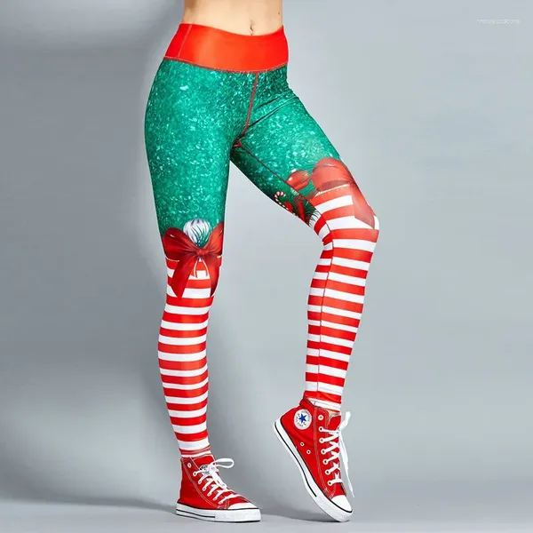 Roupas de Yoga 2024 Feliz Ano Presente Natal Leggings Árvore Neve Impressão Slim Cintura Baixa Workout Fitness Mulheres Calças Calças S-XL