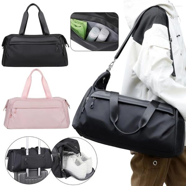 Sacos ao ar livre Saco de ginásio com compartimento de sapato Esporte Duffel Trolley Manga Viagem Duffle Alça de Ombro Ajustável para Mulheres Homens