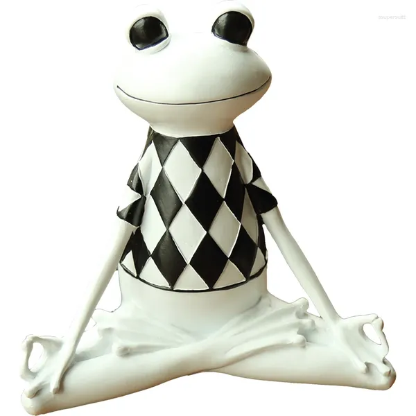 Dekorative Figuren Yoga Frosch Statue Decoracion Nordica Hogar Niedliche kreative Ornamente Büro Desktop Dekoration Freund Paar Geschenke Harz