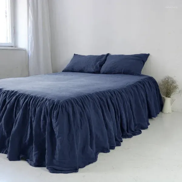Юбка-кровать, поступление, французский лен с плиссированными оборками, индивидуальный пошив, роскошное качество, натуральный уютный лен TJ7715, мягкие рюши