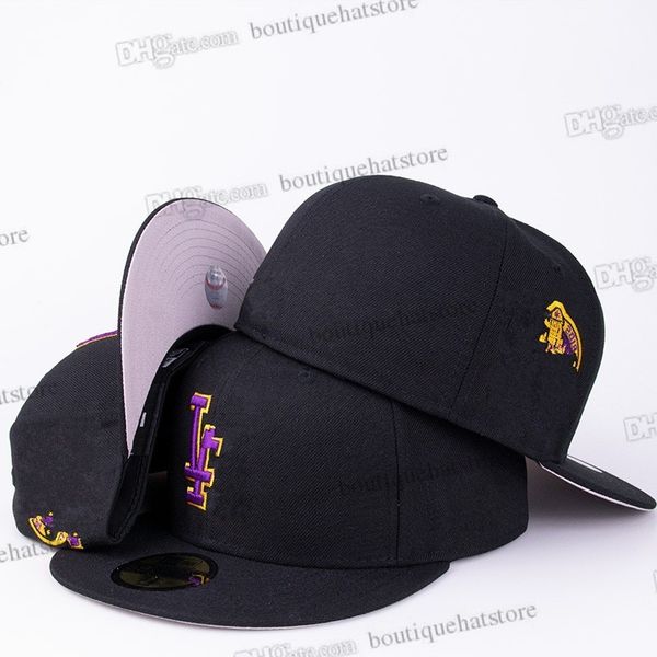 2024 Cappelli da baseball da uomo aderenti Nero Angeles Viola Oro Sport Cappellini firmati completamente chiusi Colore blu navy Berretto da baseball Houston Chapeau Stitched World Jan30-01