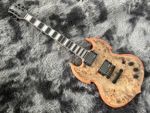 China Electric Guitar İki Yan Akçaağaç Üst Siyah Donanım 6 Dizeler Müzik Enstrümanı