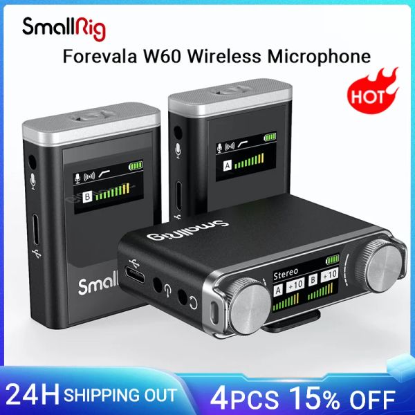 Микрофоны SmallRig Forevala W60 Беспроводной микрофон OnetoTwo Двухканальный нагрудный радиомикрофон с зажимом Полный набор шумоподавления