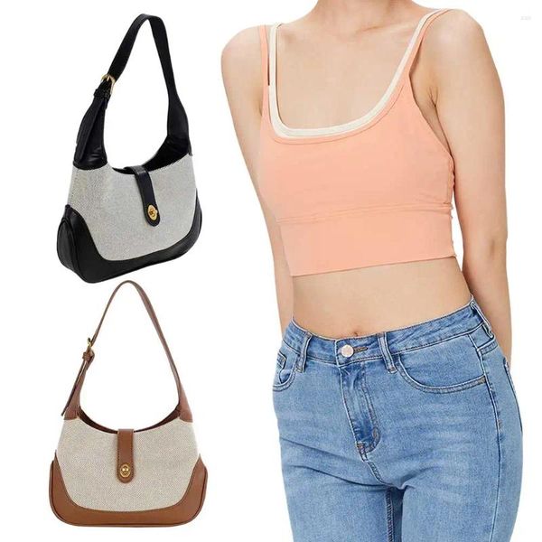 Umhängetaschen Damen Vintage Tasche Kontrastfarbe Tote Dumpling Vielseitige französische Unterarmtasche Hobo Daily Dating Geldbörse