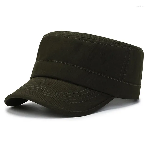 Berretti da baseball Cappellino casual protettivo da sole in cotone militare regolabile vintage con sommità piatta da uomo, più spesso e caldo