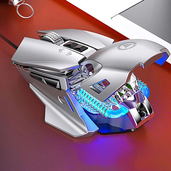 G10 Wired USB Macro Programming Gaming Mouse Colorido Watercooled Light 200 DPI Mouses com luz de fundo LED 7 botões para PC Laptop 240309