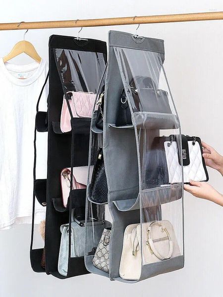 Sacos de armazenamento Saco de bolsa à prova de poeira pendurado organizador guarda-roupa porta atrás da prateleira