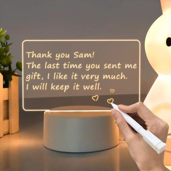 Tischlampen Wiederbeschreibbare Message Board mit warmem weichem Licht 5V USB Power Nachtlampe Hinweis Home Office Dekoration Weihnachtsgeschenk