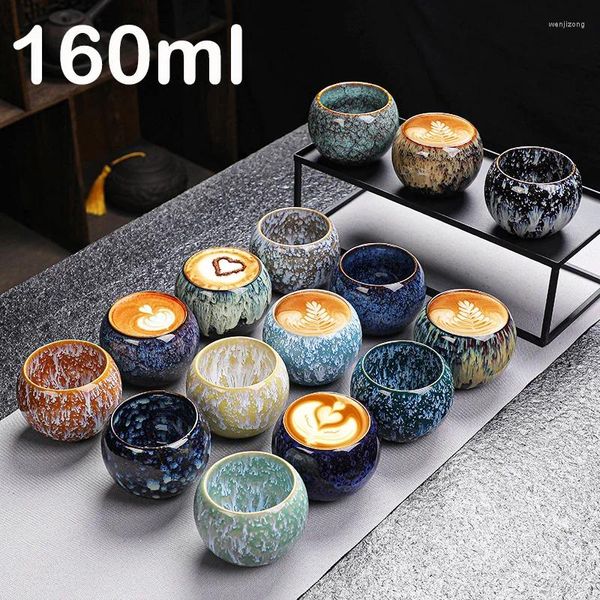 Tazze da 160 ml con motivo a onde marine Forno Tazza da caffè espresso in stile mediorientale Grande pancia Tianmu smaltata Tazza da caffè a forma di uovo Tazze da tè