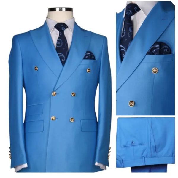 Anzüge zur Messung von Herrengeschäftsanzügen 2 Stück Mode Anzüge Schlanker Fit Set Hochzeitsbräutigam Smoking Blazer Anzug Custom Men Clothing