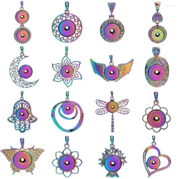 Ожерелья с подвесками, ювелирные изделия с разноцветным покрытием, металлический цветок дерева, 18 мм, подвески на пуговицах, ожерелье для женщин, кнопки