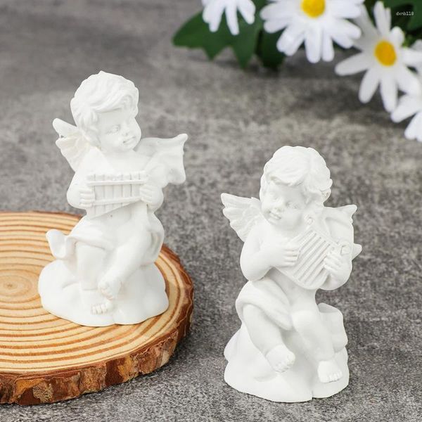 Estatuetas decorativas anjo gesso retratos mini cupido gesso escultura mitologia grega estátua ornamento de mesa estilo nórdico decoração para casa