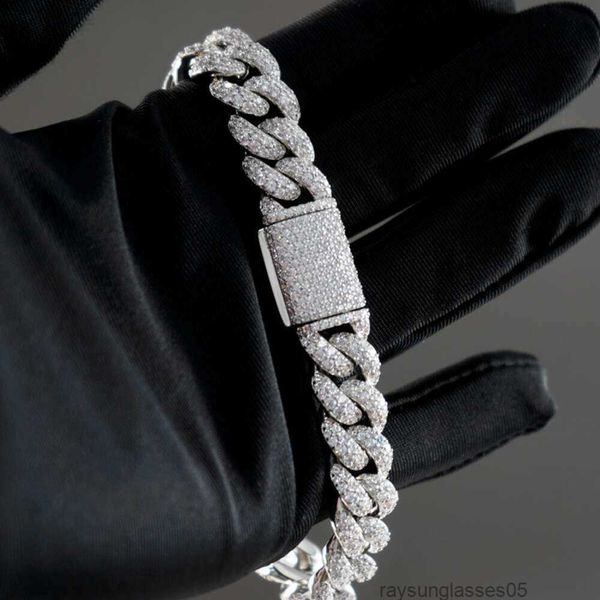 OEM Custom Hip Hop Halskette Iced Out 925 Silber Kubanische Kette 12mm Diamant Armband 18k vergoldete Kette Herrenschmuck