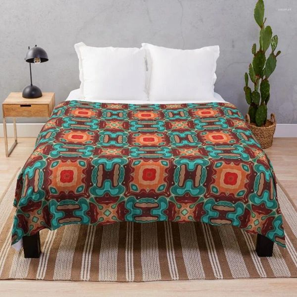 Decken Orange Braun Rot Türkis Blaugrün Blau Hip Orient Bali Art Überwurfdecke für Babys, weiches Plüsch-Plaid