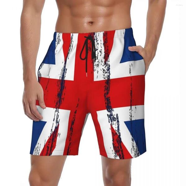 Shorts masculinos verão ginásio homens união bandeira correndo surf 3d legal placa personalizada calças curtas vintage secagem rápida praia troncos tamanho grande