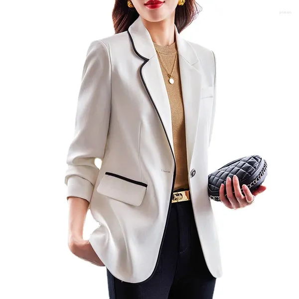 Ternos femininos 2024 primavera outono feminino blazer branco jaquetas outerwear casaco senhoras do escritório trabalho roupas de negócios