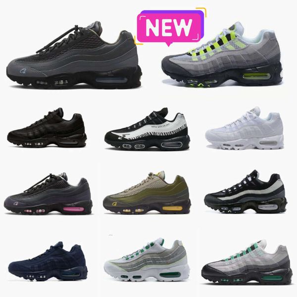 Treinadores 95 Mens Esportes Sapatos Casuais 95S OG Clássico Triplo Egeu Corteiz Tempestade Solar Vermelho Maxs Preto Branco Azul Olive Airs Tones Club Neon Smoke Grey Tênis Tênis V8