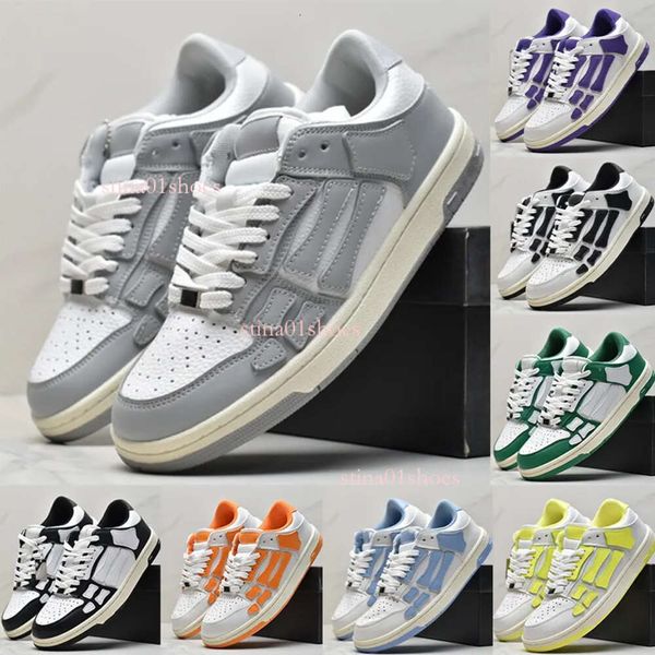 Sneakers da uomo di design Scarpe casual Scarpe da ginnastica da donna Skel Top Low Sneaker in vera pelle Taglia 36-45 Nero Bianco Grigio Verde Arancione Lilla Lime Rosa Rosa Blu Marina