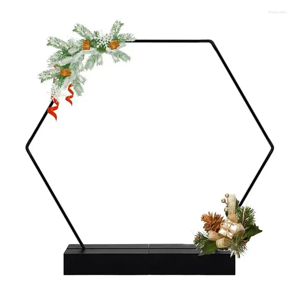 Dekoratif Çiçekler Çiçek Hoop Centerpiece Base kare metal masa çelenk dekor ahşap Noel kapısı standları